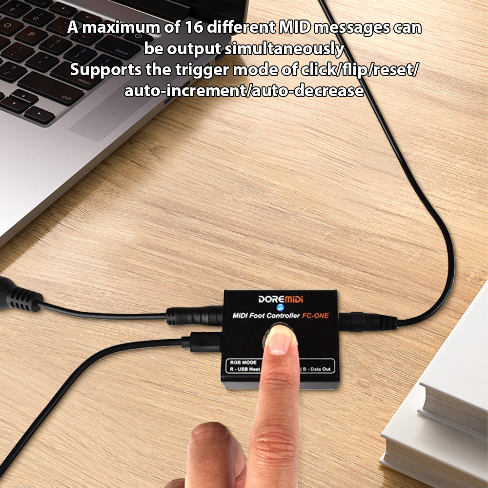 DOREMiDi MIDI Jalkakontroller - Plug and Play - MIDI-lähdöt - CC/PC/NOTE Viestit