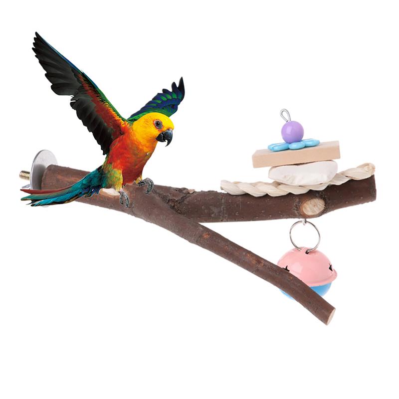 20cm Parrot Raw Wood Fork Tree Branch Stand Rack Toy Hamster Branch Perches For Bird Cage Pet Bird Wooden Parrot Stand