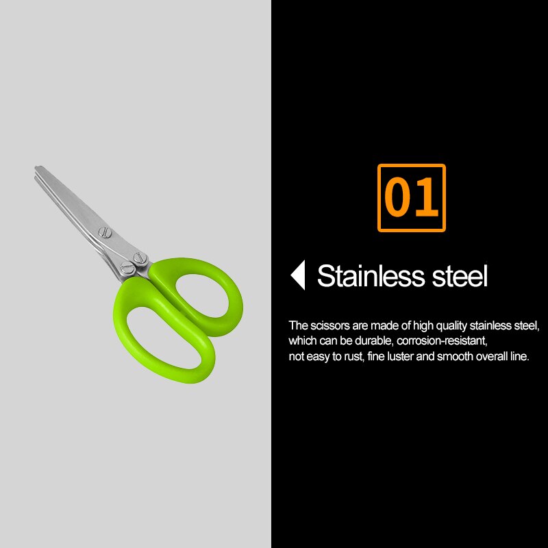 Household 5 Layers Kitchen Scissor Vegetable Scissor Shredded Chopped Scallion Cutter Multi-Layer Scissor Cook Scallion Cutter