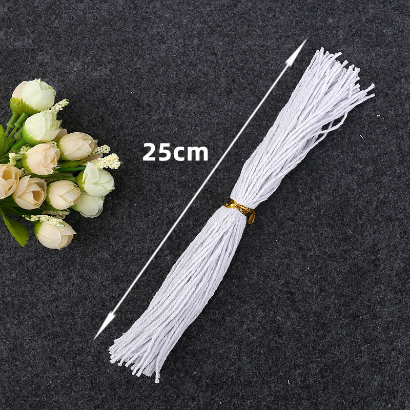 Cuerdas para colgar etiquetas de yute cortadas, 100 piezas, 25cm, cinta de algodón roja y blanca, accesorios hechos a mano DIY, bolsas de , decoración de cajas: cotton rope white