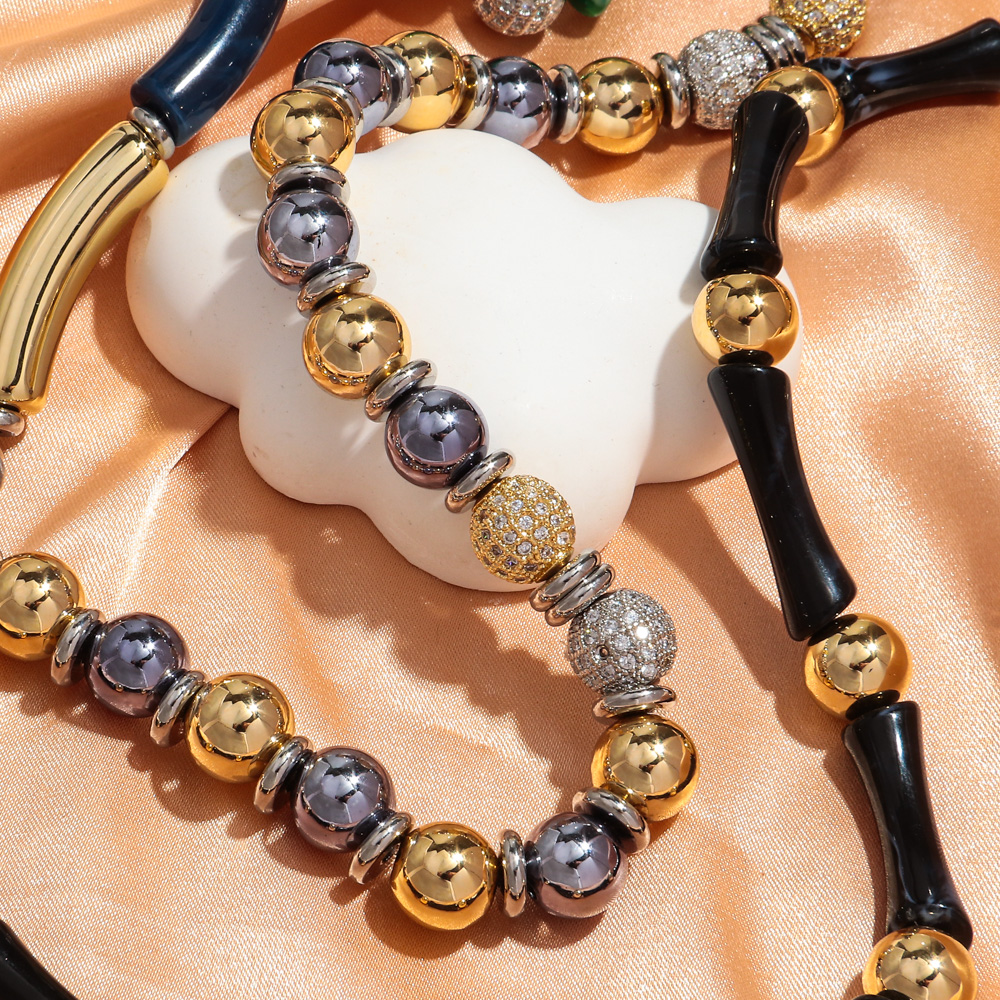 Thin Bamboo Curved Tube Choker Necklace Men Women HipHop Ball Bead Pendant Necklace Stack Trendy Party Jewelry Collar