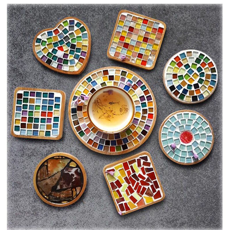 Bambus Herz Tasse Untersetzer Mosaik Untersetzer Tasse Matte Tischset Mosaik, Der eltern-Art DIY Handwerk Mosaik Werkzeug Bausatz