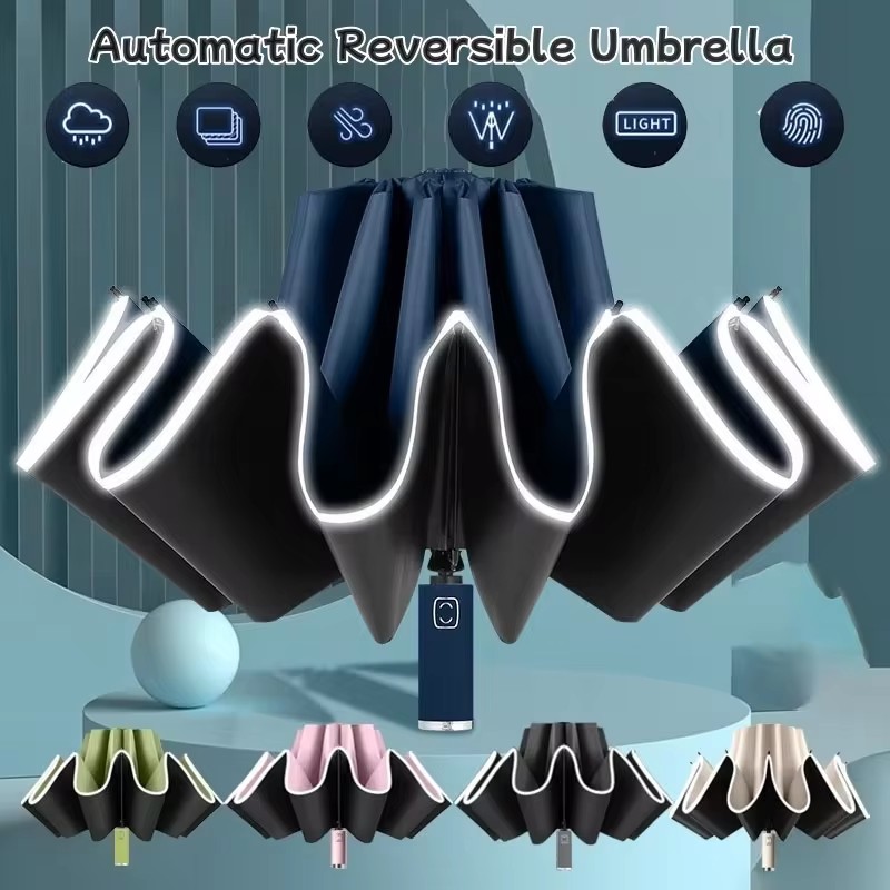 Ombrello automatico Antivento Leggero Forte compatto Protezione UV Ombrelli da viaggio antipioggia Ombrello zaino pieghevole