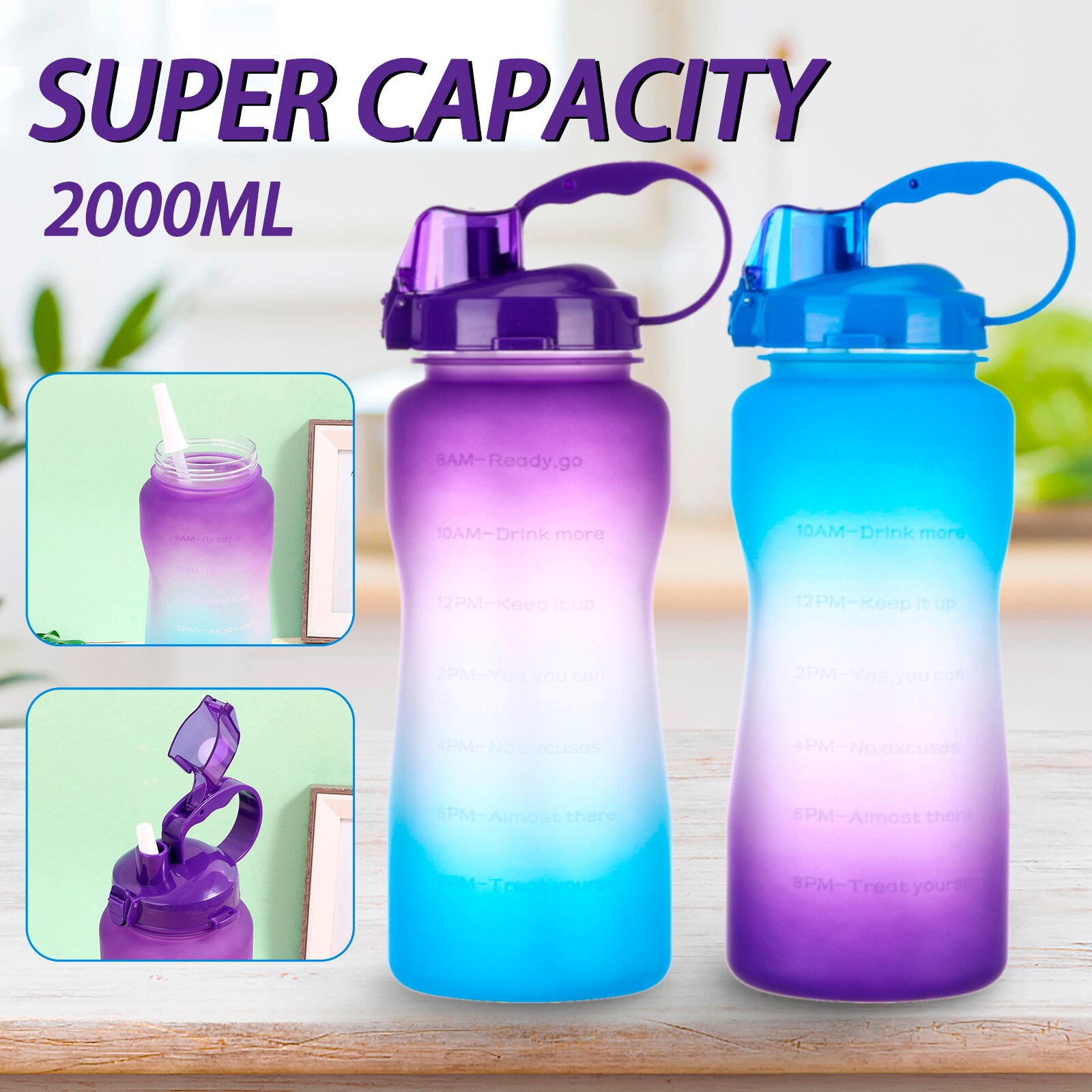 Bpa Gratis Outdoor Sport Water Flessen Gym Lekvrije -Proof Draagbare Shaker Outdoor Reizen Waterkoker Plastic Drink water