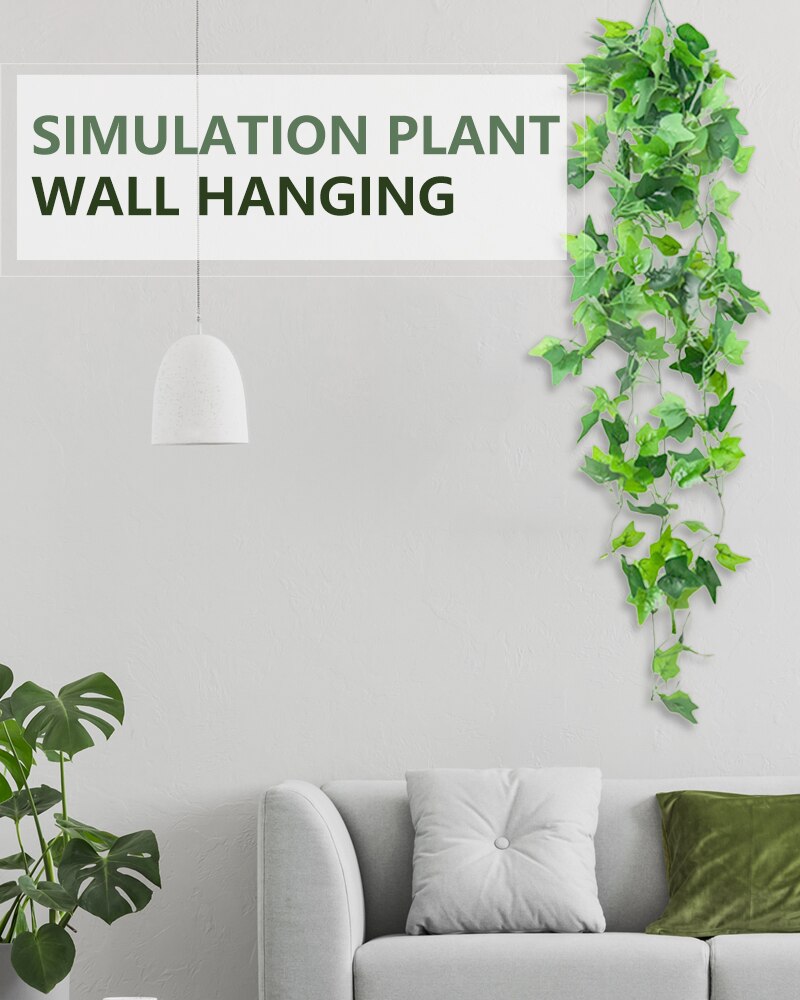Simulation Green Plant Vine Green Radish Home Decoration Vine Leaves Chlorophytum Wall Hanging Eucalyptus Rattan Hanging Plant