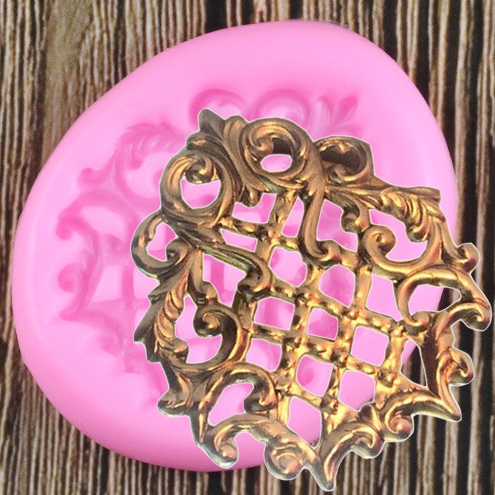 Moldes de silicona con relieve de rejilla 3D, moldes medallistas para cupcakes, moldes para decorar pasteles, herramientas de caramelo, arcilla, moldes de pasta de goma de Chocolate