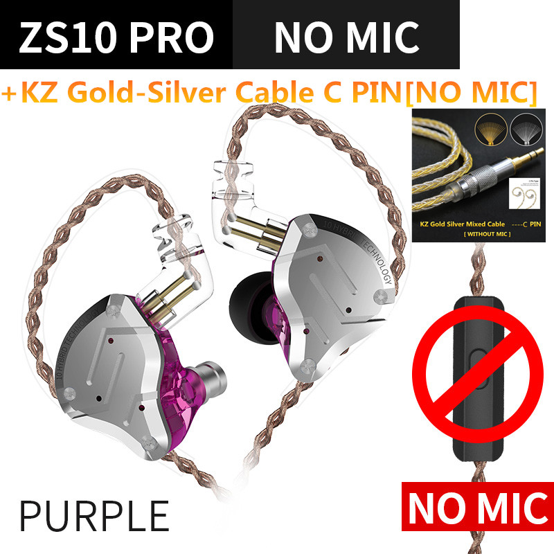 KZ ZS10 Pro 4BA + 1DD Cuffie in metallo ibrido 10 driver HIFI Bass Auricolari In Ear Monitor Sport Auricolari con cancellazione del rumore KZ ZAX ZSX: Marrone