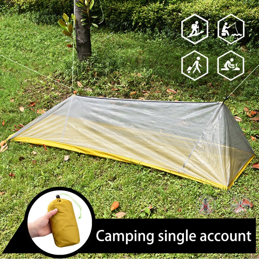 Ultraleichtes ein-personen-biwakzelt, atmungsaktives, wasserdichtes netzzelt für camping und wandern, einfach zu verstauen, ideal für outdoor-aktivitäten.