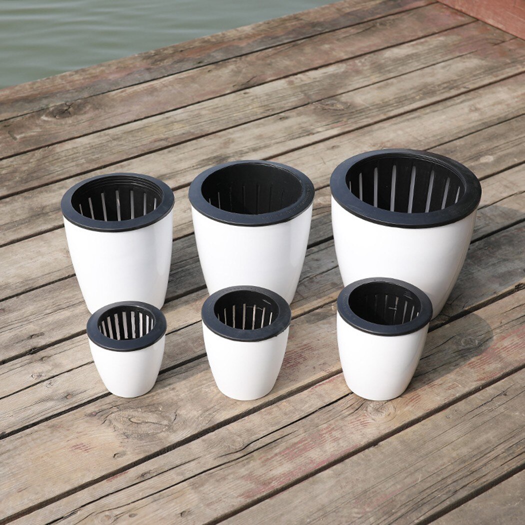 6 Size Lazy Flower Pot Outer And Inner Pot Imitation Porcelain Series Garden Plastic Self Watering Flowerpot With Cotton Rope