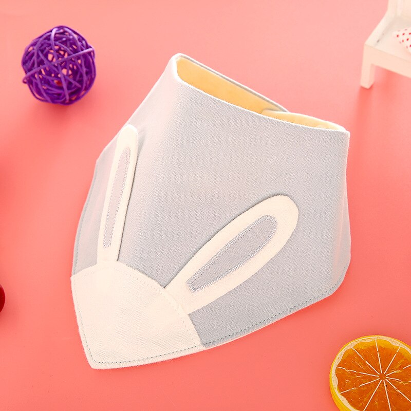 Delantal de alimentación de bebé de algodón, Baberos adorables para bebé, niñas, niños, orejas de conejo, babero, babero, ropa para bebés: blue