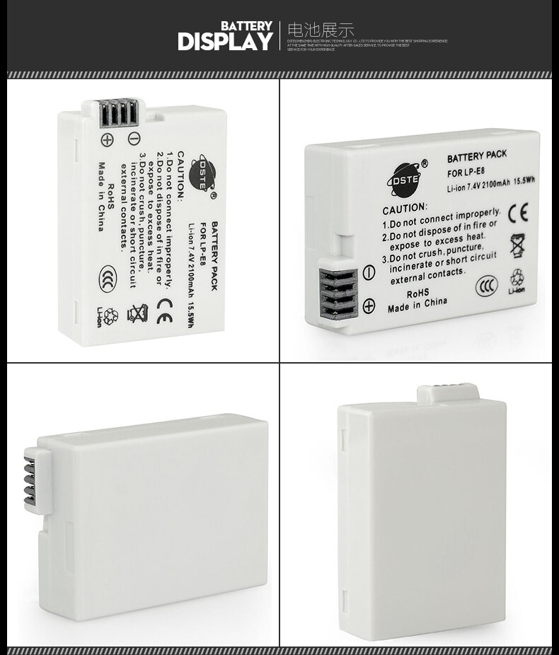 2/3 dste 2100 mah 7.4v lp -e8 digitaalikameran akku 1* laturi canon 550d 600d 650d 700d x4 x5 x6i x7i rebel  t2i t3i t4i t5i