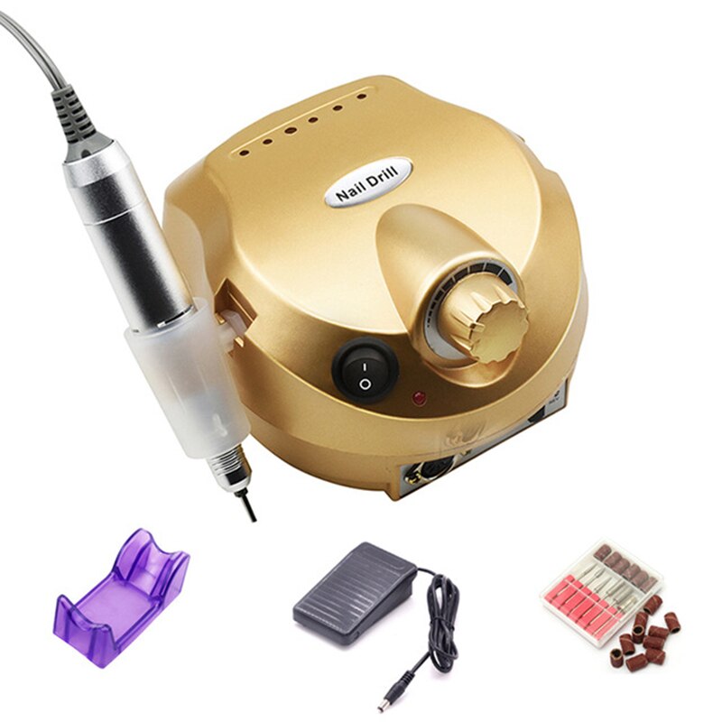 Koskoe Salon Elektrische Nail Boor Machine Apparatuur Set 30000Rpm Nagels Bestand Slijpen Pedicure Nail Art Gereedschap Acryl Gel: 35000rmp Gold / EU