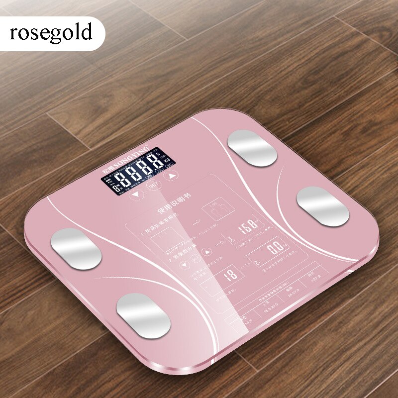 Fat scale LED display body fat weighing electronic weight scale body composition analysis health scale smart bathroom balance: Red