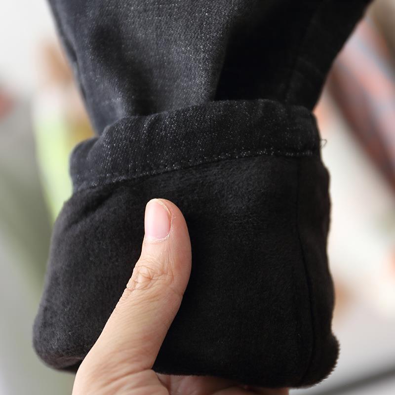 Jongens Jeans Zwarte Dikke Wam Winter Fleece Kinderen Broek Baby Peuter Kinderen Broek Kleding Voor Baby Jongen Broek Denim: black thick / 6