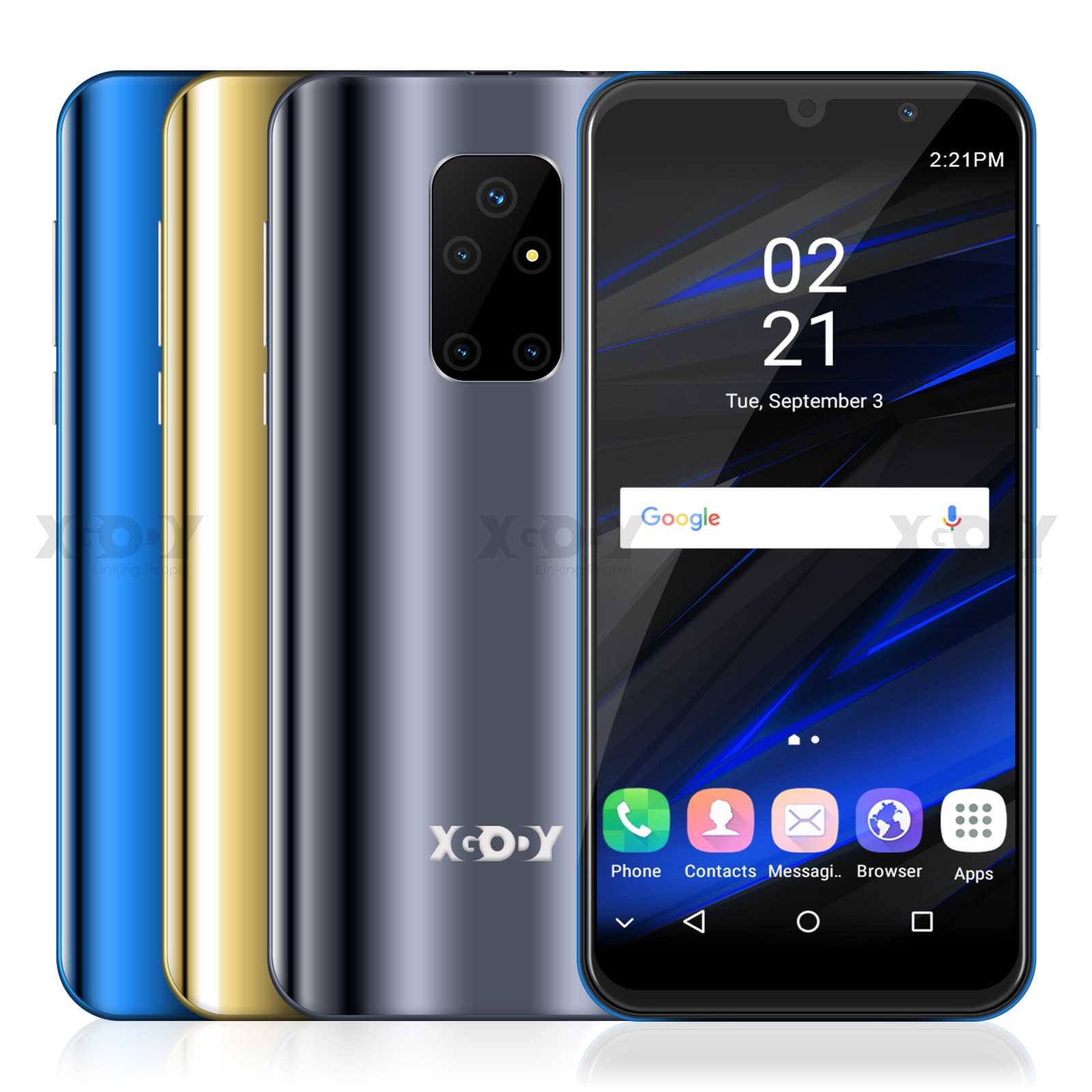 XGODY 3G Celular Smartphone Android 8.1 5.5" Full Screen Dual SIM 1GB 8GB Cellphones Quad Core 5MP Camera 2500mAh Mobile Phones