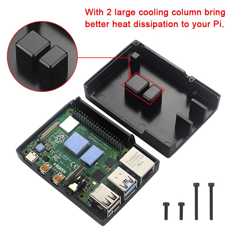 Raspberry Pi 4 Model B Aluminum Alloy Case Metal Enclosure Passive Cooling Shell Heat Dissipation Box for Raspberry Pi 4B