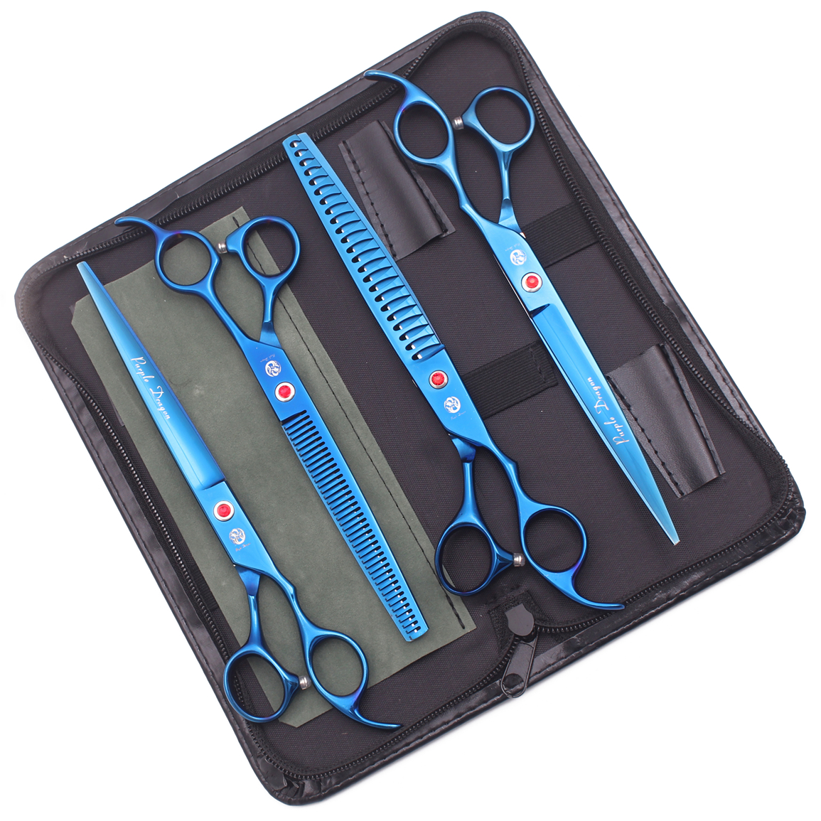 tijeras para perros 8,0 "dragón púrpura JP 440C tijeras de peluquería canina Kit para adelgazamiento tijeras perro curva tijeras agregar caso Z3005 tijeras peluqueria: YuGu-Lan-U4