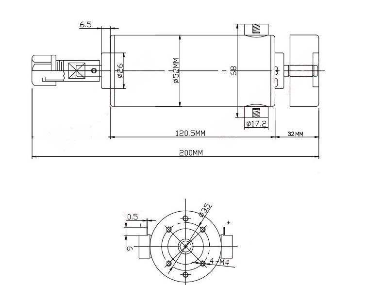 CNC Spindle 500W Air Cooled Spindle Motor DC 110V 0.5kw 12000rpm 590mN.m For Engraving Machine Drilling Milling Machine Tools