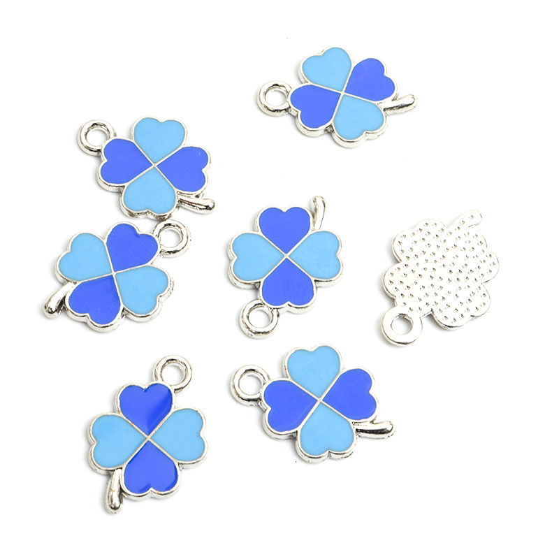 Dopamina trébol de cuatro hojas esmalte encantos 20 piezas DIY collar pulsera pendientes llavero amuleto colgantes accesorios de creativos: Color oro puro