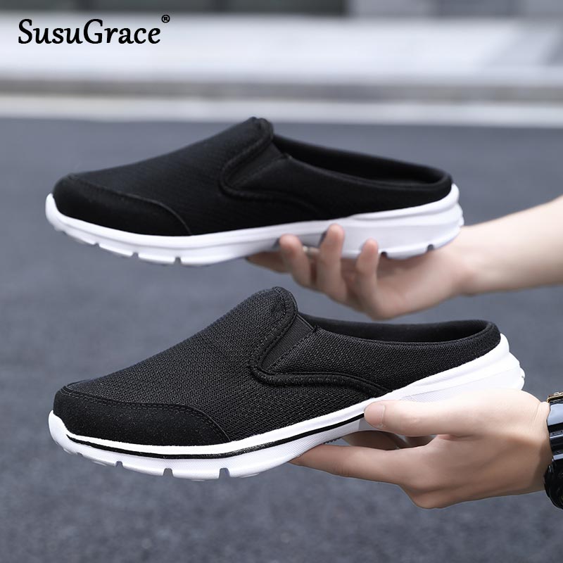 Susugrace – demi-chaussures pour hommes, mocassins plats décontractés pour l'extérieur, à la , doux et respirants, chaussures Super légères pour hommes, demi-pantoufle,