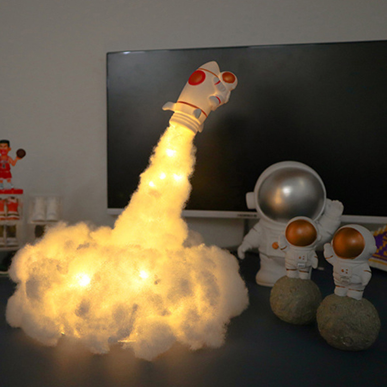 Led Kleurrijke Wolken Astronaut Lamp Met Regenboog Effect Als Kinderen Nachtlampje Creatieve