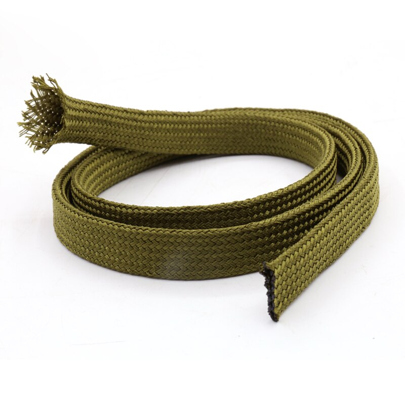 5M soft cotton Nylon Sleeve Wire Cable Braided Sleeving Protecting Expandable Cable Sleeve High Density Cable Sleeves army green