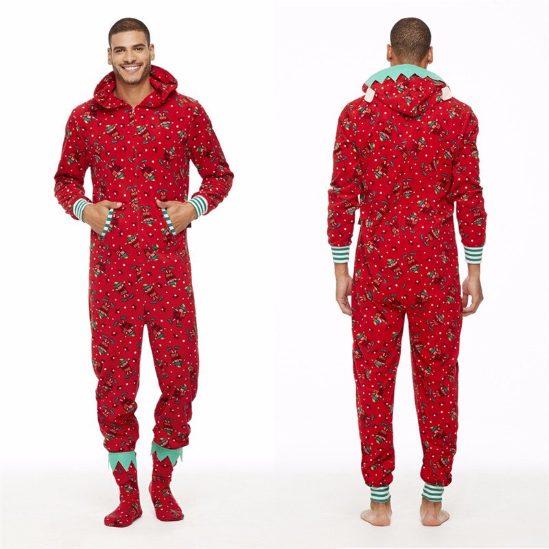 famille pyjamas ensemble noël papa maman bébé enfants à capuche imprimé combinaison noël Parent-enfant correspondant vêtements