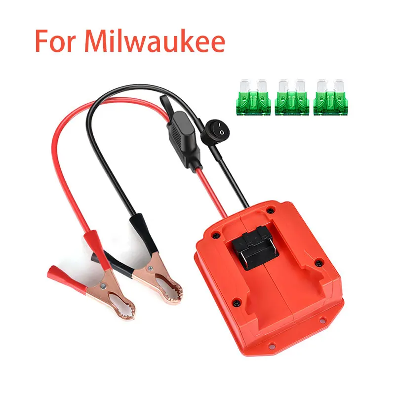 Adaptateur de batterie pour Makita/Dewalt/Milwaukee, convertisseur de batterie Li-Ion 18V 20V, connecteur d'alimentation avec fusible équipé: Rouge