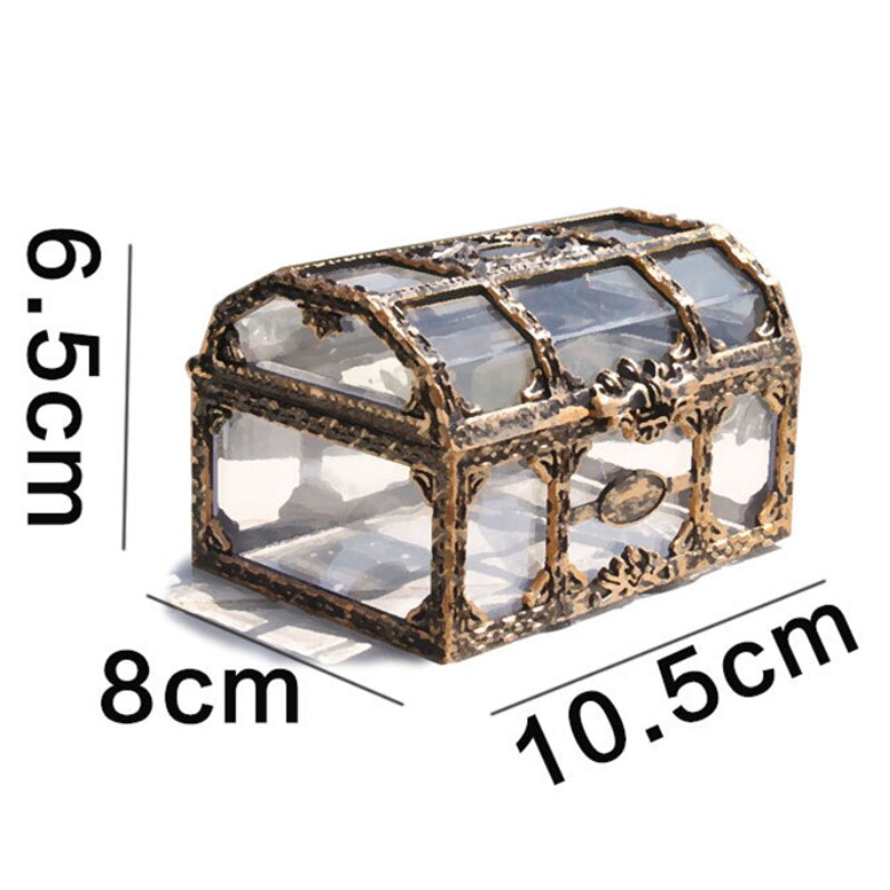 Vintage Transparent Pirate Treasure Storage Box Candy Trinket For Jewelry Crystal Gem Trinket Box Holder Organizer Earrings Box: Brown-10.5x8x6.5cm