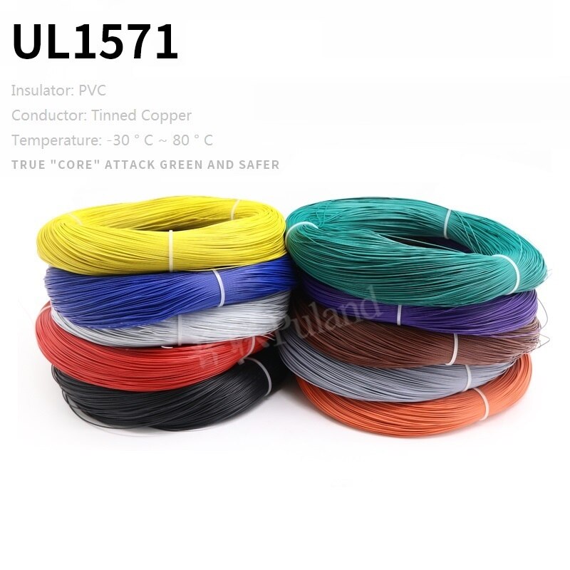 UL1332 Ptfe Vertind Koperdraad 26AWG Plastic Geïsoleerde Hoge Temperatuur Elektron Kabel Lamp Diy Lijn-5/10Meter: Green / 10m