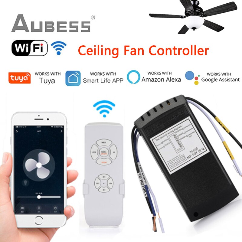 Módulo controlador de ventilador de techo, controlador de velocidad de ventilador WiFi, RF, Tuya, para Alexa, Google Home, Smart Life, App