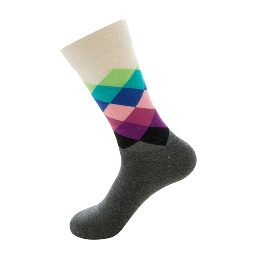 Chaussettes rayées pour hommes, à carreaux, à diamants de , en coton peigné, chaussettes: 18