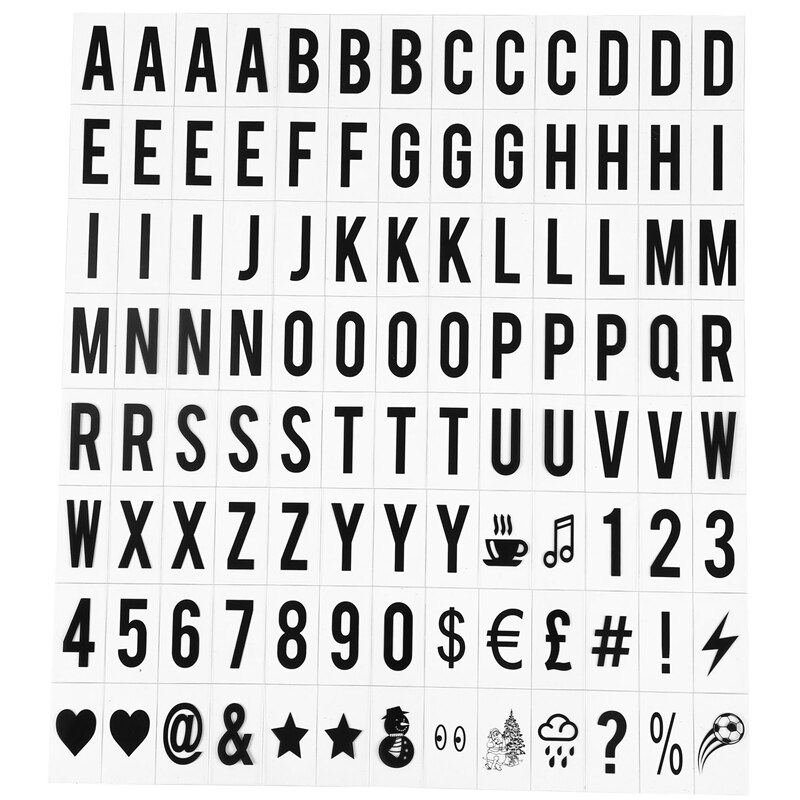 104 pièces cinématique Lightbox remplacement lettres et chiffres signes noir pour A4 éclairer boîte aux lettres signe Message Board 65.4x35mm(LED