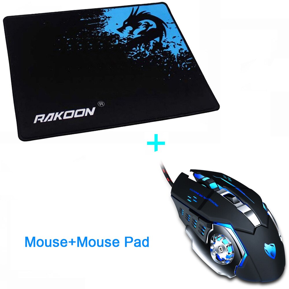 Wired Gaming Mouse 6 Button 3200 DPI LED Optical USB Computer Mouse Gamer Mice Silent Game Mouse+Gaming Mouse Pad: Mouse and Pad