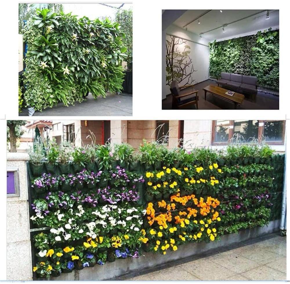 Fleur sac de plantation, tenture murale sac de plantation cadre croissante récipient pot de fleurs pour jardin plante, fleur, multiples poches