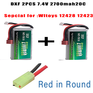 2PCS DXF RC Lipo Batterie 2s 7,4 V 2700mAh 4200mah 20C Max 40C Für Wltoys 12428 feiyue 03 JJRC Q39 upgrade teile: 2PCS 2700mah Red