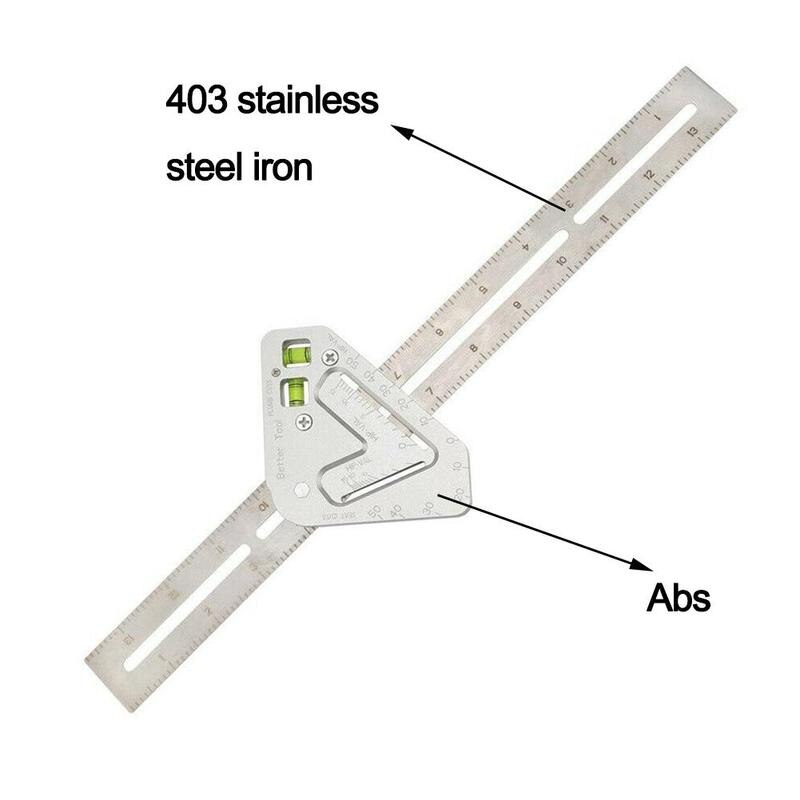 Regla para carpintería multifunción, regla para ángulo de ingeniería multifunción, regla para carpintería combinación de regla, escuadra de medición D0V5 1 unidad