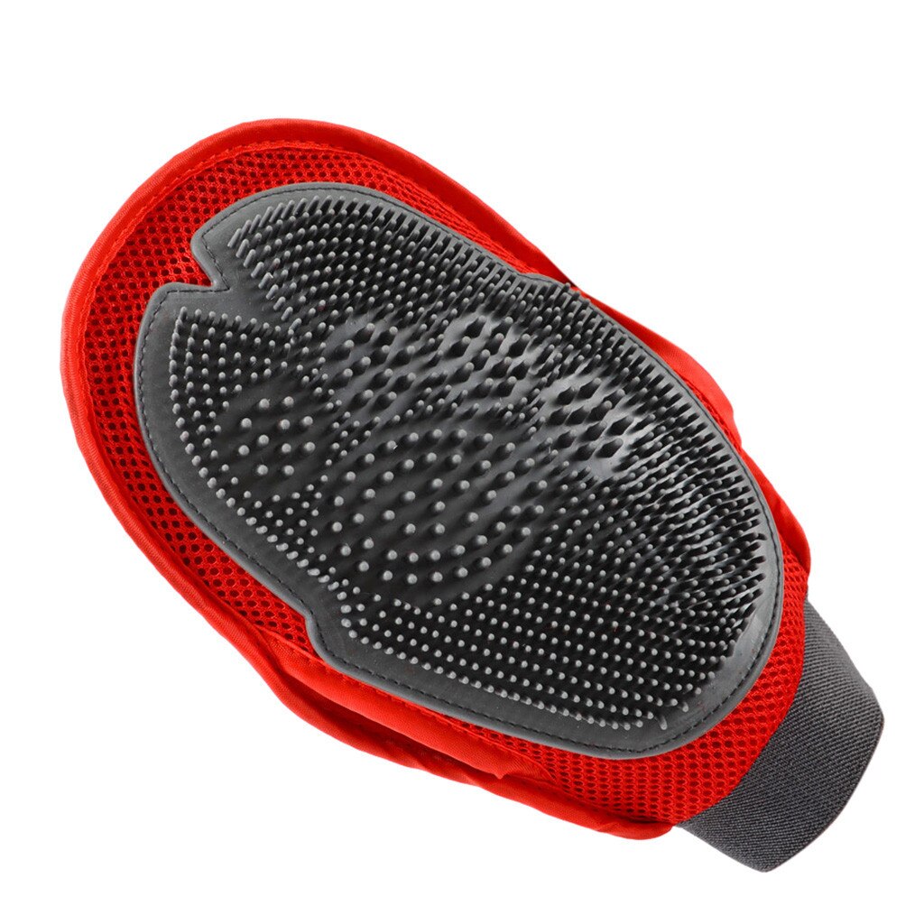Gant chat rouge chien chats bain brosse peigne cheveux Double face gant animal chiot cheveux toilettage Massage Gomas De Perro Pelo 19June18 P30