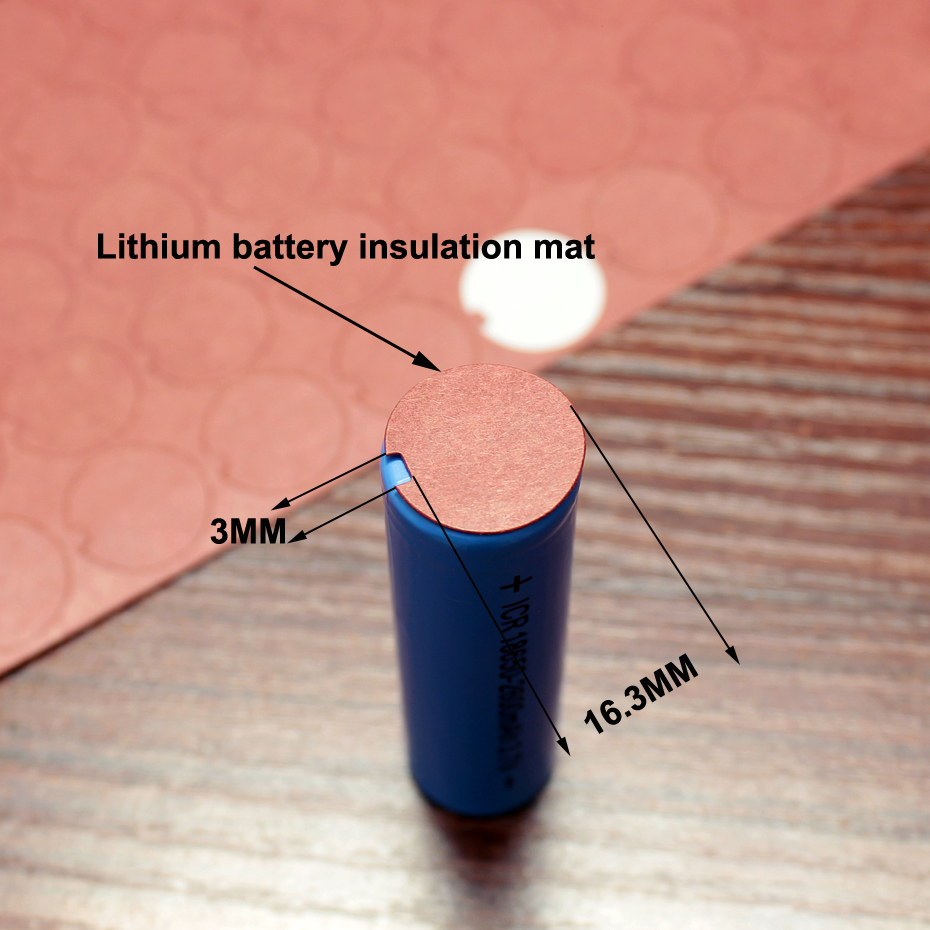 100pcs/lot 18650 battery accessories negative solid insulation pad red barley paper lithium battery special meson notched mat