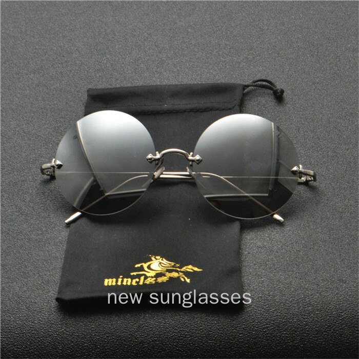 Gafas de sol redondas sin marco para mujer, de , de lujo, de , ópticamente transparentes, gafas de sol para hombres y mujeres, sombra NX: silver