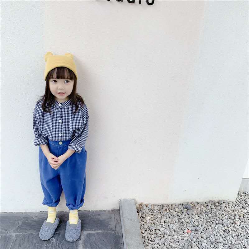 Chemise à manches longues à carreaux pour filles, produits d'automne pour enfants, style coréen