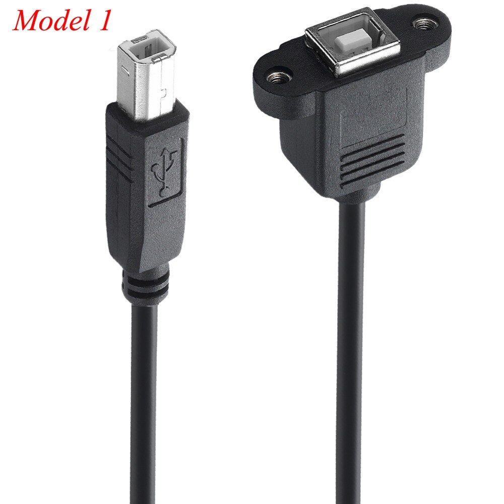 Bochara USB 2.0 Type B Male to Type B Female Printer Extension Cable With Panel Mount Screw Hole 30cm 50cm 100cm 150cm