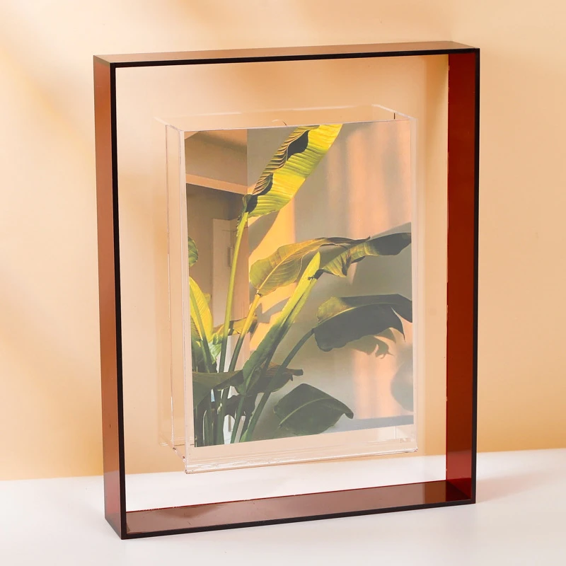 Cadre Photo Transparent en acrylique, 1 pièce, boîte carrée pour chambre à coucher, porte-carte Photo idole, ornement de bureau, Cadre Photo, décoration de maison: 7 pouces / green