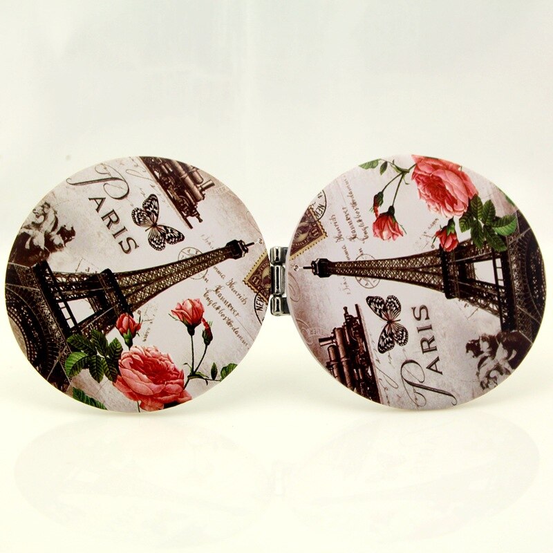 Portable Double Sides Pocket Make Up Mirror Stainless Steel Frame Eiffel Tower Cosmetic Makeup Mini Beauty Normal Magnifying