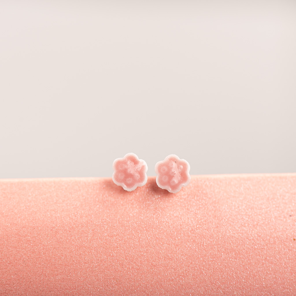 Delicate Flower Multicolor Ceramic Earrings Ear Studs Jewelry For Women Girl #LY125: SILVER PLATED