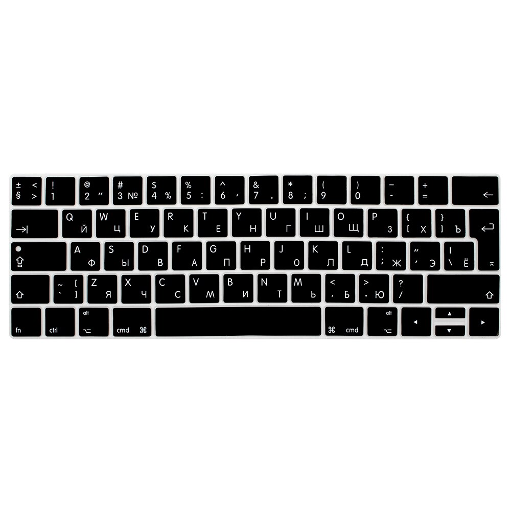 Coque de protection pour clavier russe avec barre tactile, film de protection pour Macbook Pro 13 15, pour modèle A1706/A1989 A1707 A2159 A1990 EU: Black