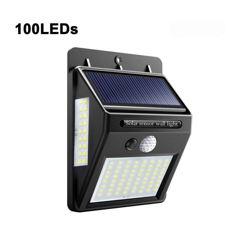 Tuin Solar Power Led Path Light Motion Sensor Solar Lamp Outdoor Garden Night Verlichting Veiligheid Lamp Wandlamp Waterdicht: 100LEDs