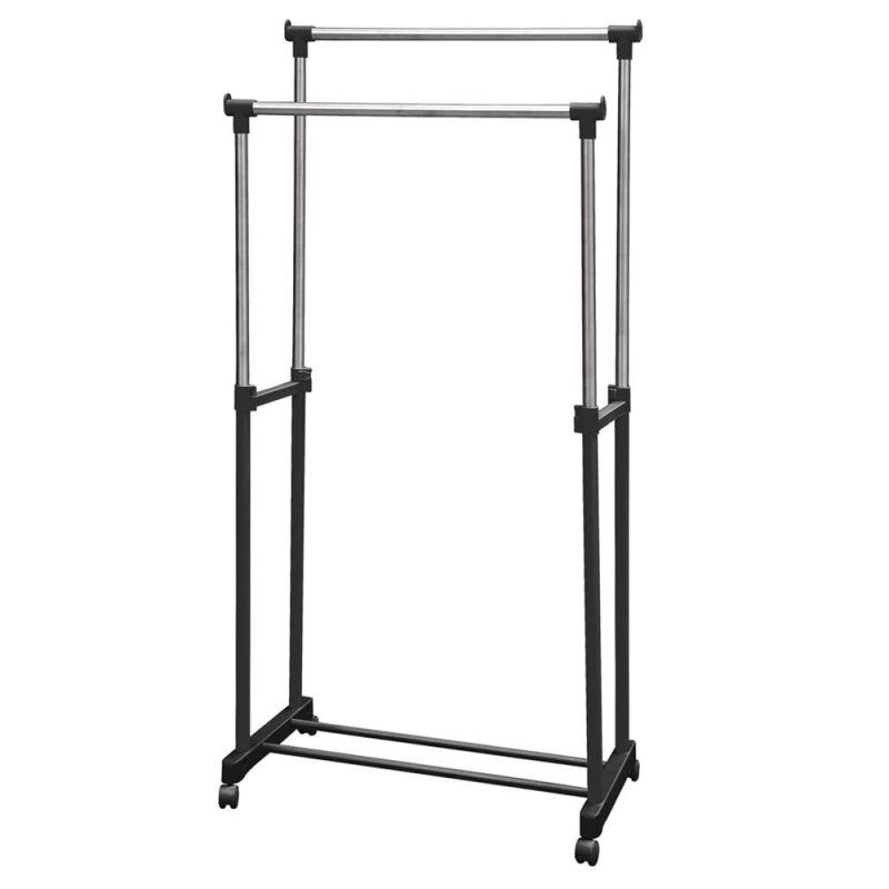 Adjustable Telescopic Rolling Clothing Garment Clothes Airer Horse Stainless Laundry Rack Hanging Drying Hanger HWC