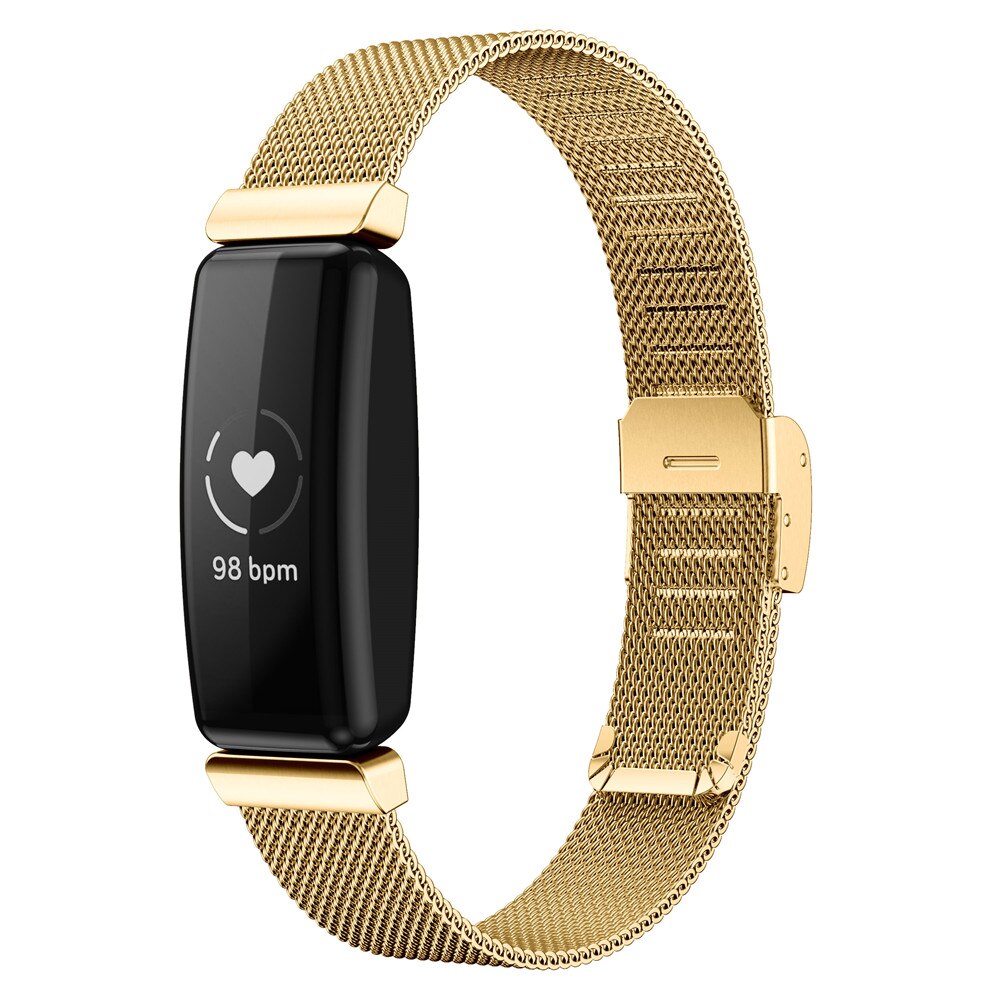 Wristband Strap For Fitbit Inspire 2 Smartwatch Stainless Steel Mesh Band Replacement Strap with buckle Bracelet Accessories: Gold