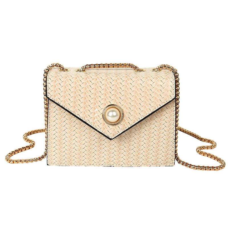 Mini Women's Shoulder Bag Square crossbody bags Party Prom Wedding Envelope bag PU Leather chain shoulder bags: Khaki